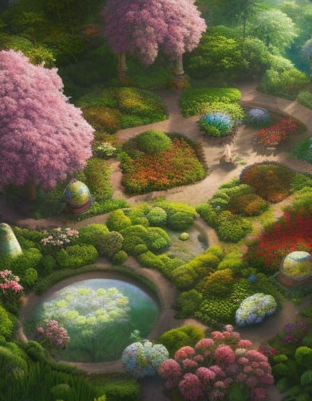 Blooming Garden Stargazing Platform in Warped Perspective