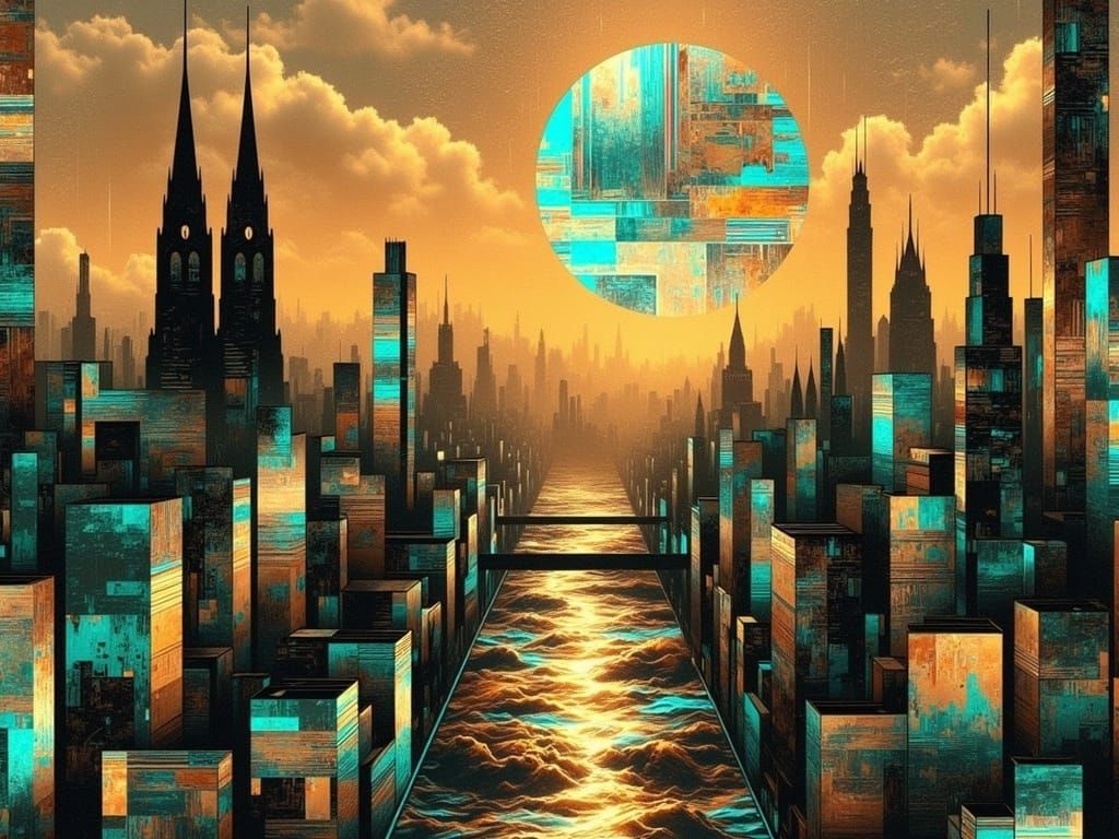 Metropolis in Art Nouveau Rococo Style