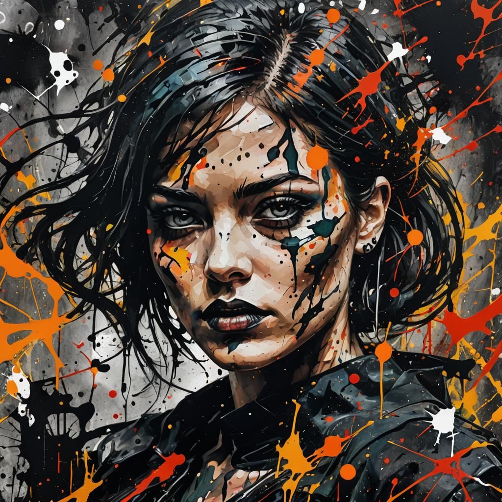 Abstract Ink Splatters in Expressionist Style