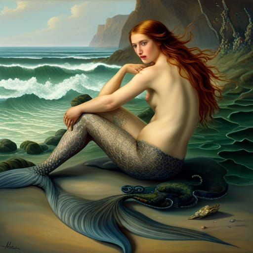 Beautiful Mermaid with Intricate Details in Ultra-Realism