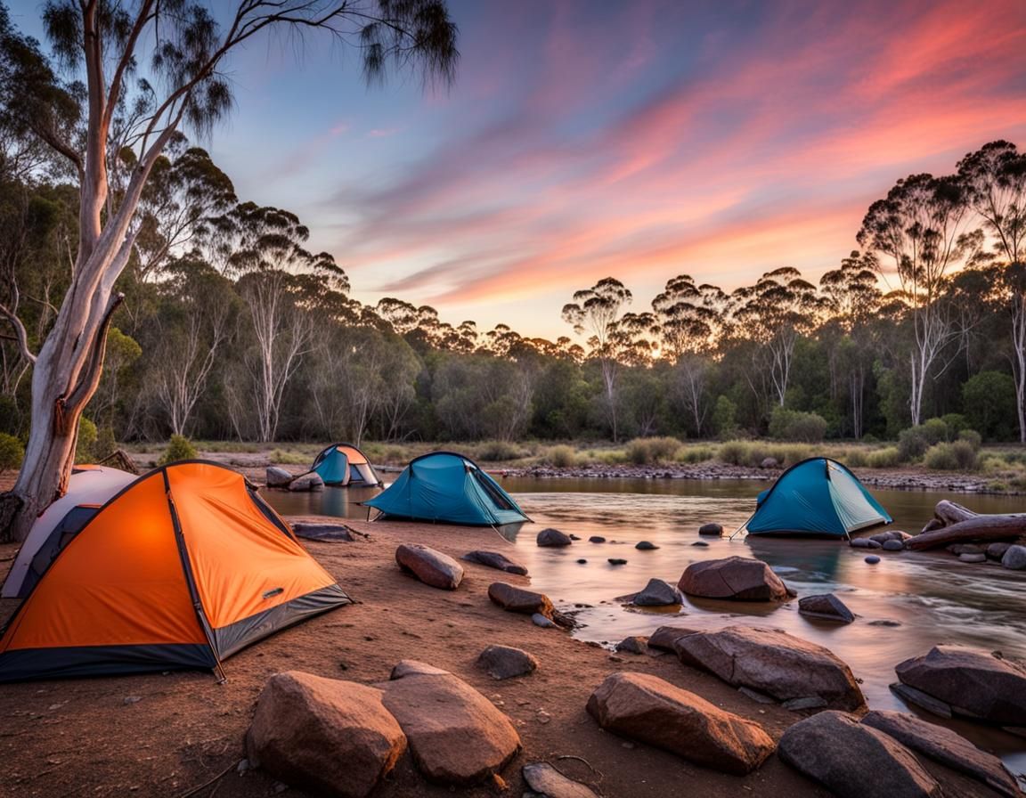 Australian Riverside Campsite at Sunrise