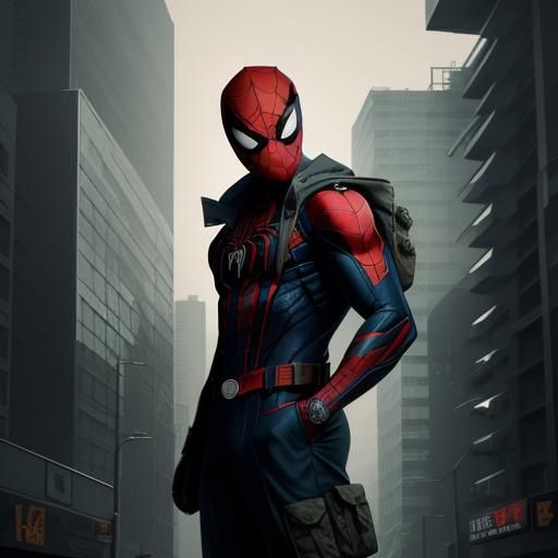 Spider-Man in Military Khaki Suit: Anime Art