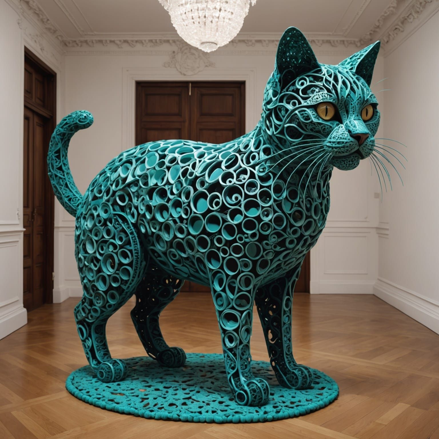 Whimsical Cat Art Installation