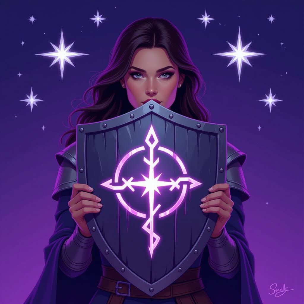 Shield Maiden with Rune, Mystical Realism Art