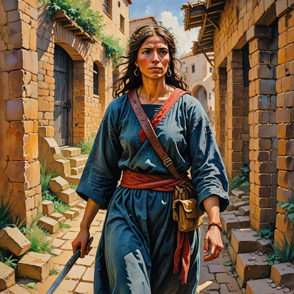 Epic Gouache Masterpiece of Rahab of Jericho