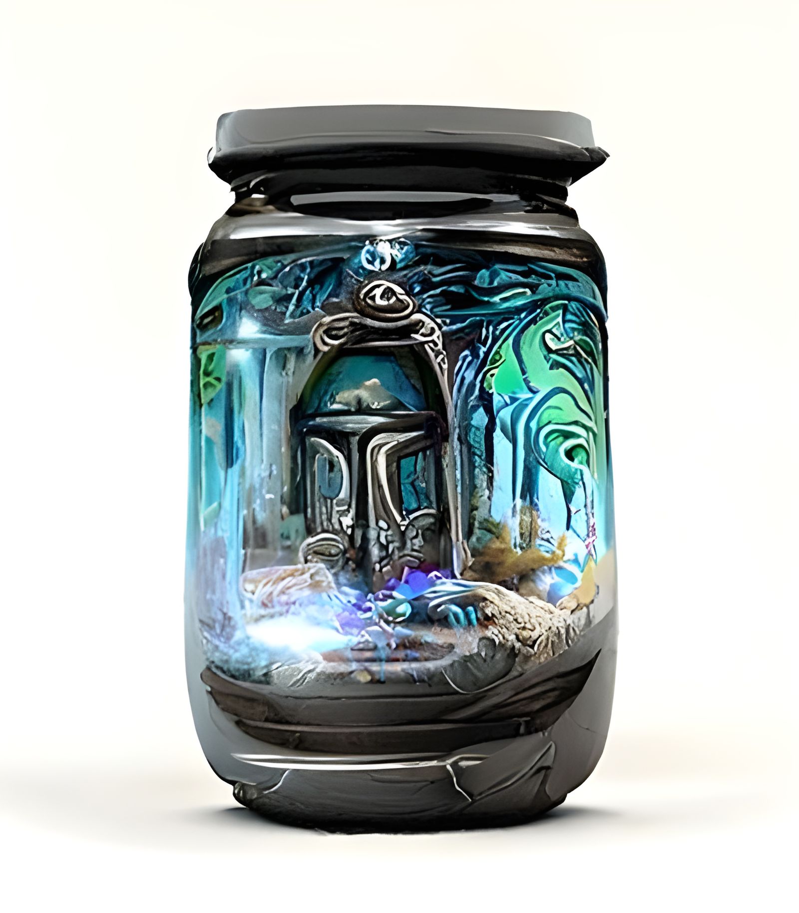 Cosmic Portal in Ornate Jar, Digital Art