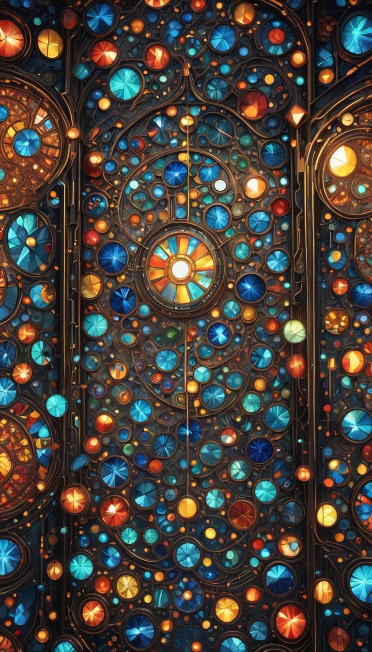 Vibrant Cloud Storage System in Stained Glass: 3D Digital Ar...