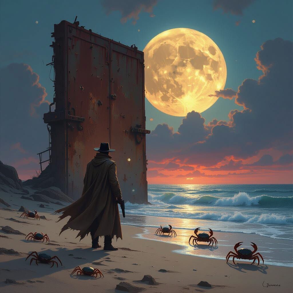 Gunslinger at Twilight: Bioluminescent Beach