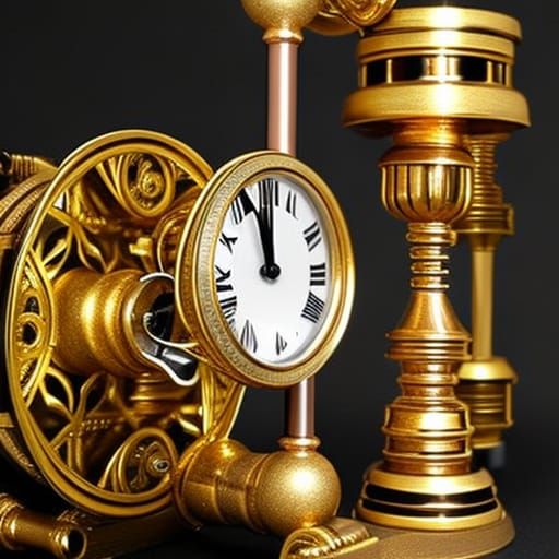 Steampunk Golden Hourglass: A Digital Rendering