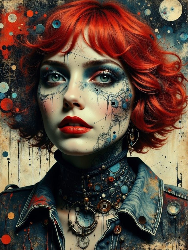 Gothic Abstract Portrait with Zentangle and Swirls