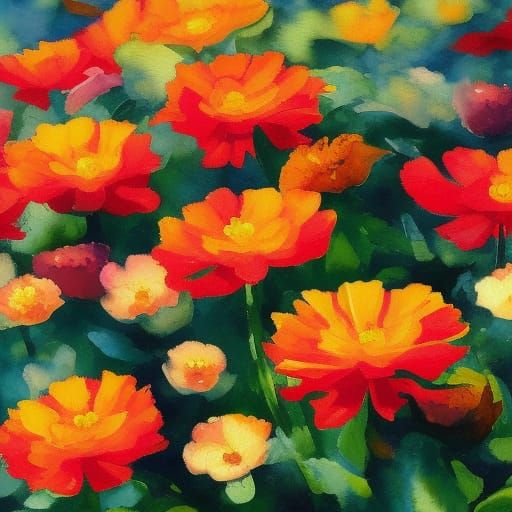Blume, in Gouache Style, Watercolor, Museum Epic Impressionist Maximalist Masterpiece, Thick Brush Strokes, Impasto Goua...