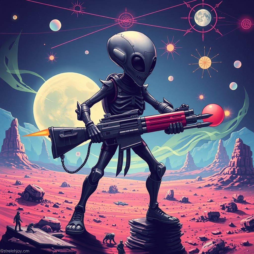 Raygun Gothic Alien Battlefield: A Cosmic Vision