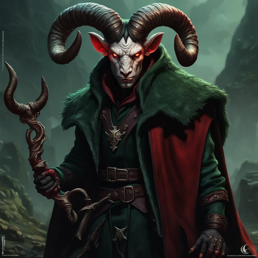 Tiefling Warlock in Dark Fantasy Concept Art