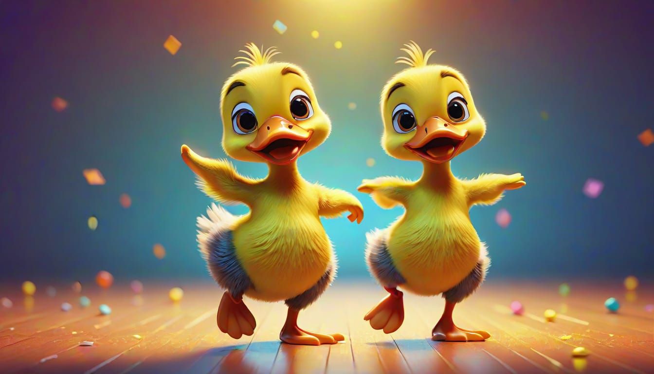 Dancing Duckling in 3D Digital Art Style