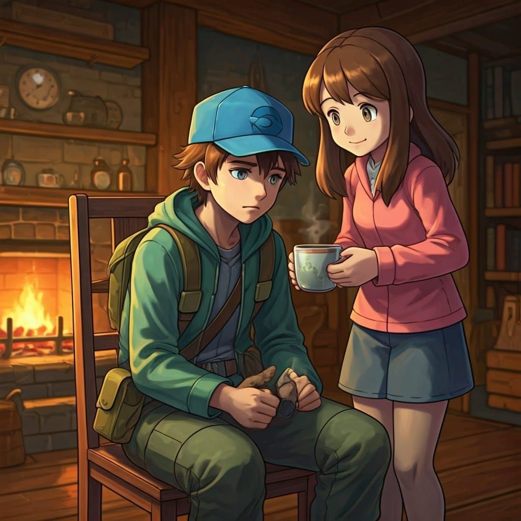 Pokémon Trainer's Doubtful Tea in Rockwell Style