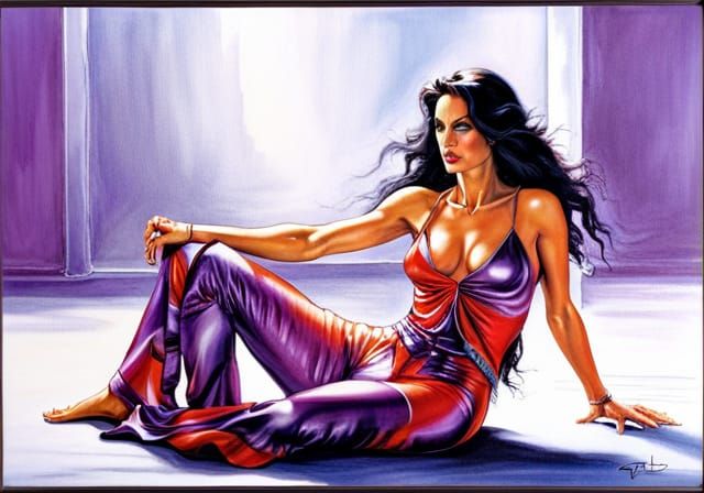 Julie Strain Portrait in Georgia O'Keefe Style