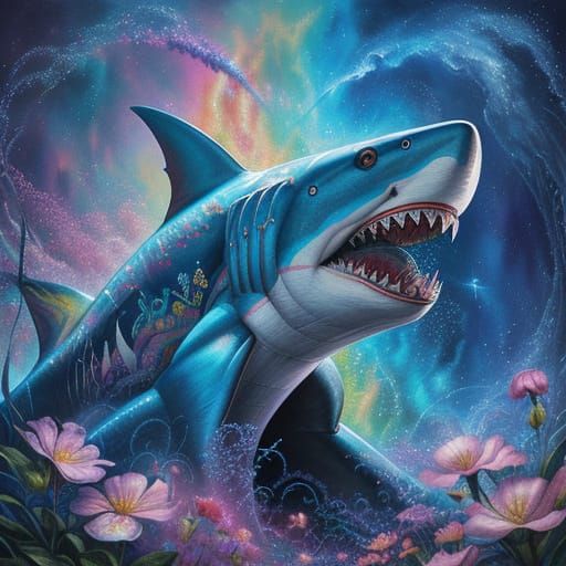 Rainbow Shark in Josephine Wall Style