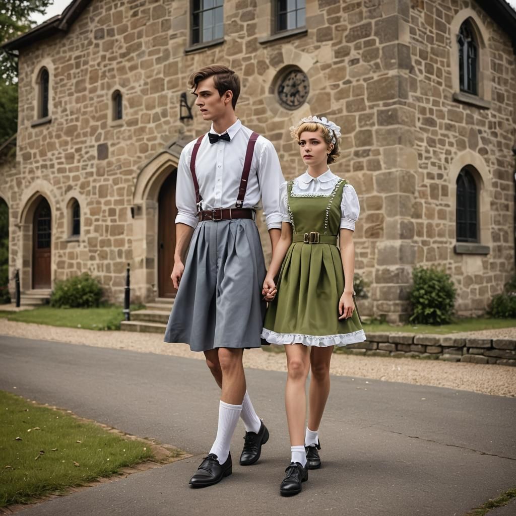 Boy in Dress Walks to Church: Natural Light Photography
