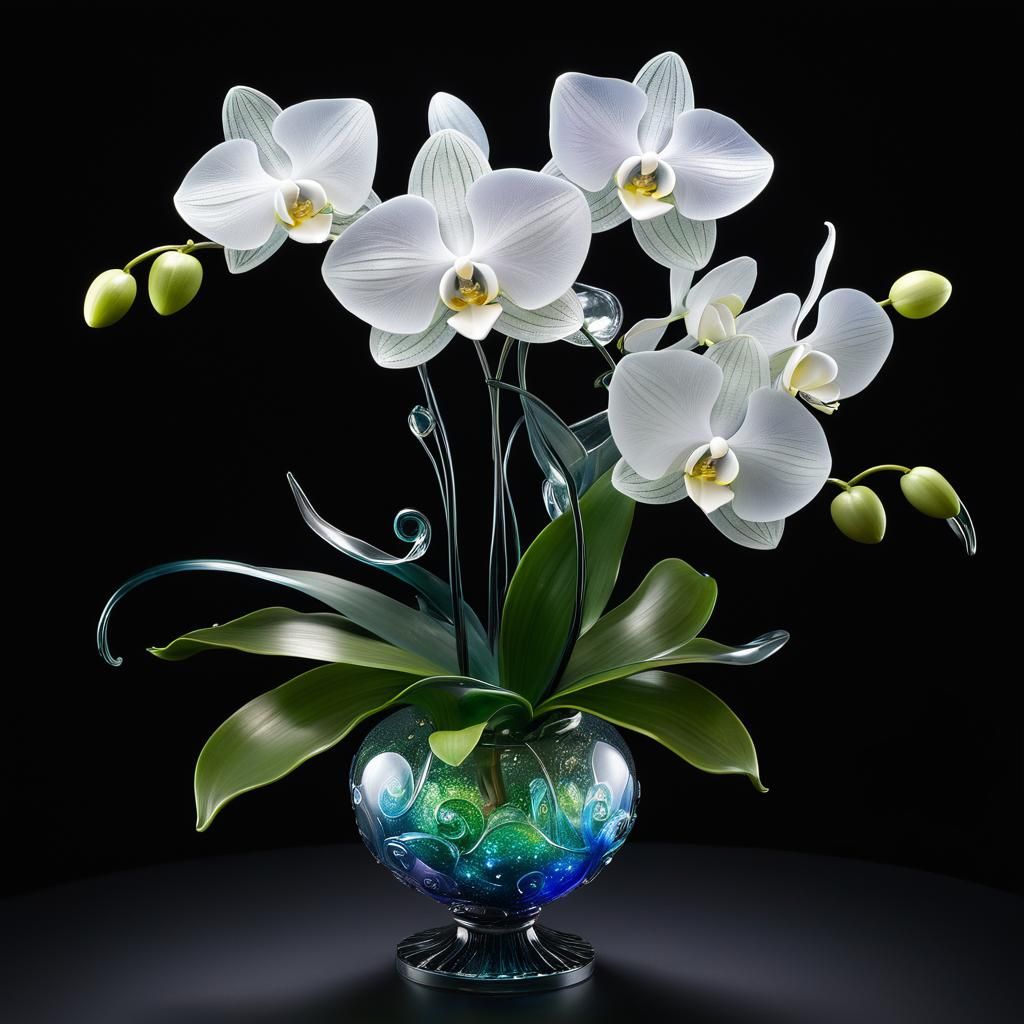 Glass Orchid Bouquet in Ethereal Mist
