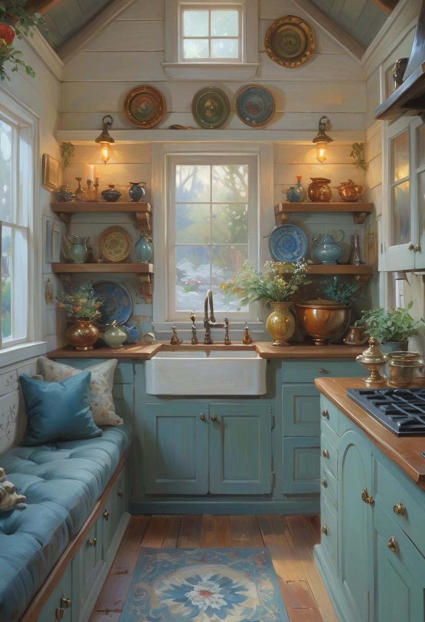 Cozy Cottage Interior as Intricate Oil Painting