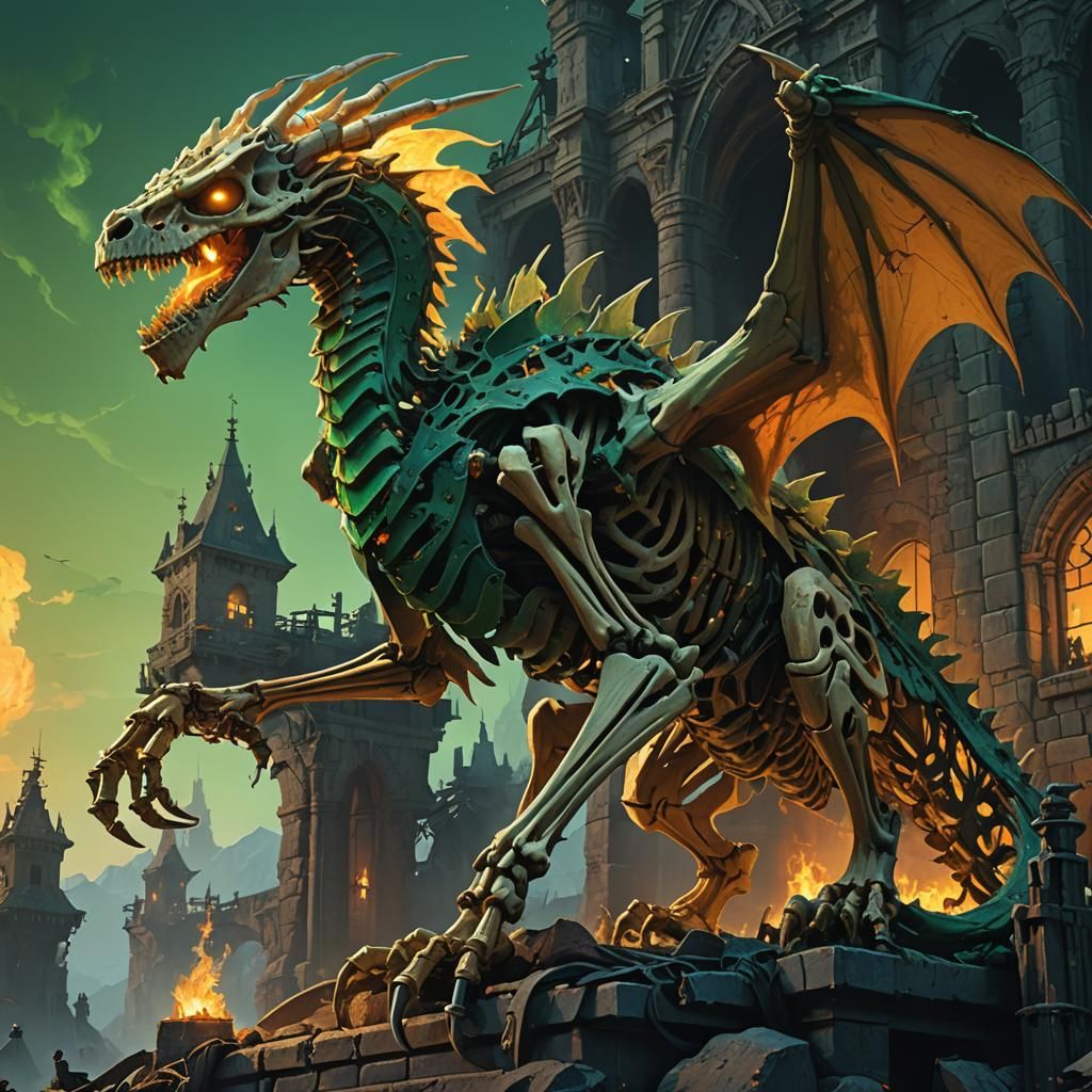 Dragon Skeleton Hybrid on Mystical Ruins