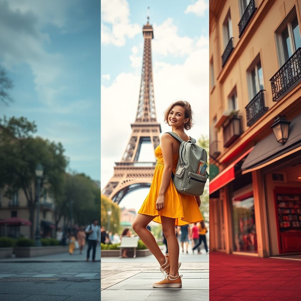 Parisian Traveler in Impressionist Pop Art Style