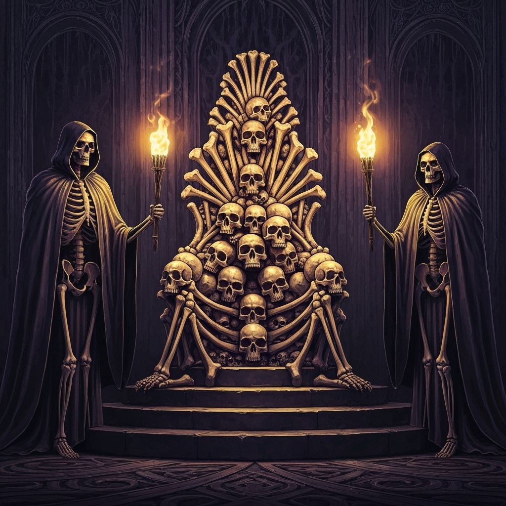 Skull Throne with Skeletons in Dark Fantasy Style