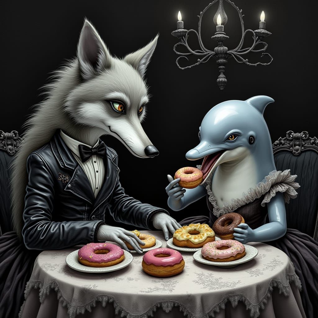 Whimsical Wolf and Dolphin Halloween Feast
