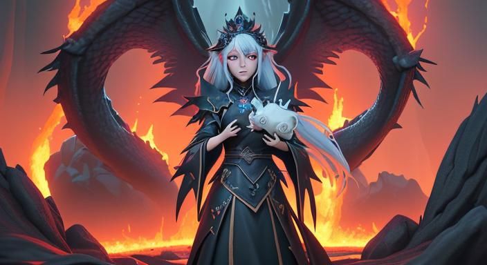 Gothic Queen with Dragons: Anime Style