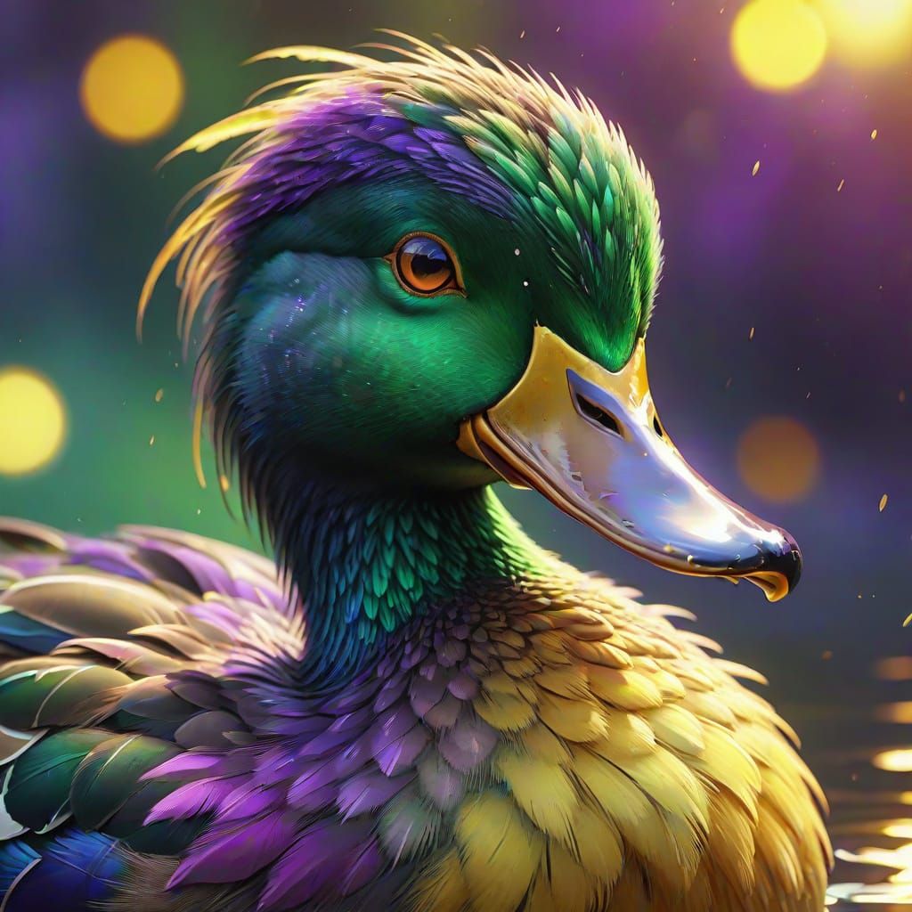 Colorful Cartoon Duck in Digital Art Style