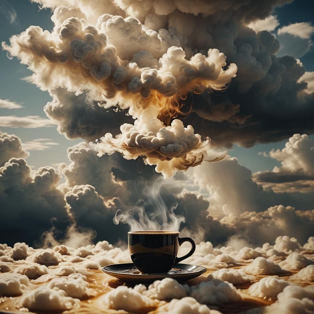 Ethereal Coffee Cup: Steam Forms Eerie Figures