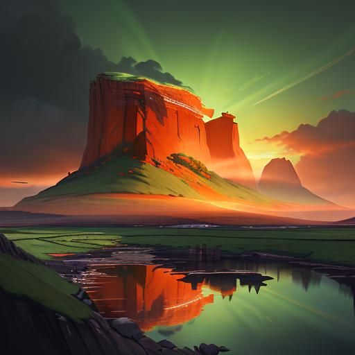 Ireland Sunset in Turner-esque Painting Style