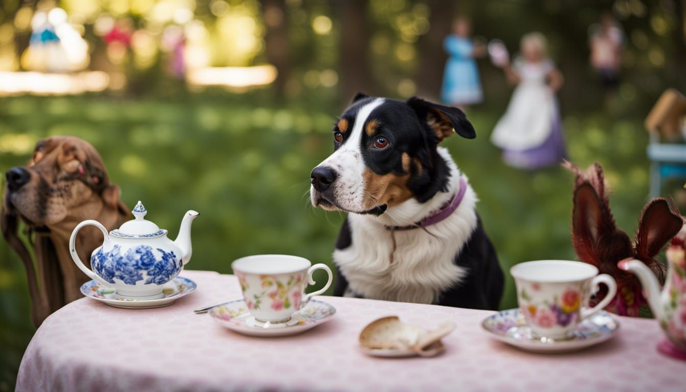 Swiss Mountain Dog at Mad Hatter's Tea Party