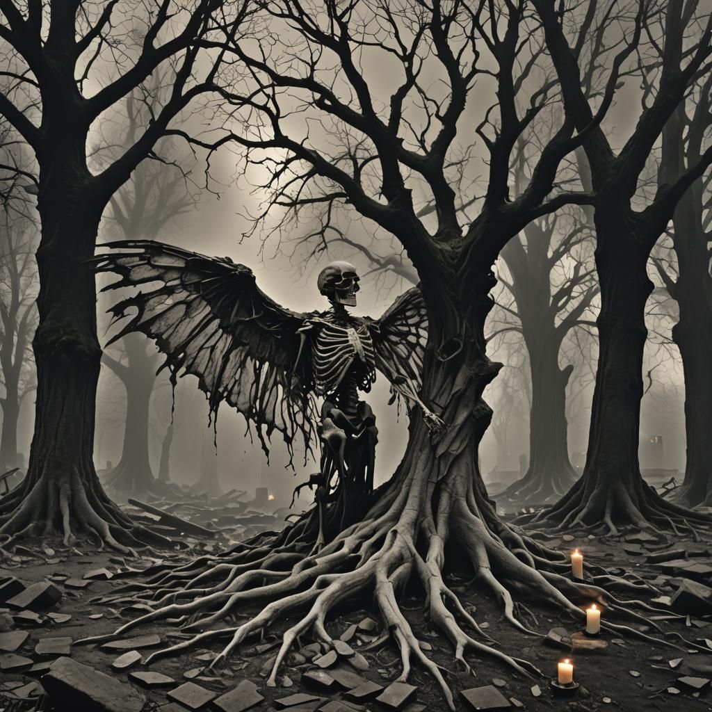 Fallen Angel: Macabre Dance in Dark Fantasy Style