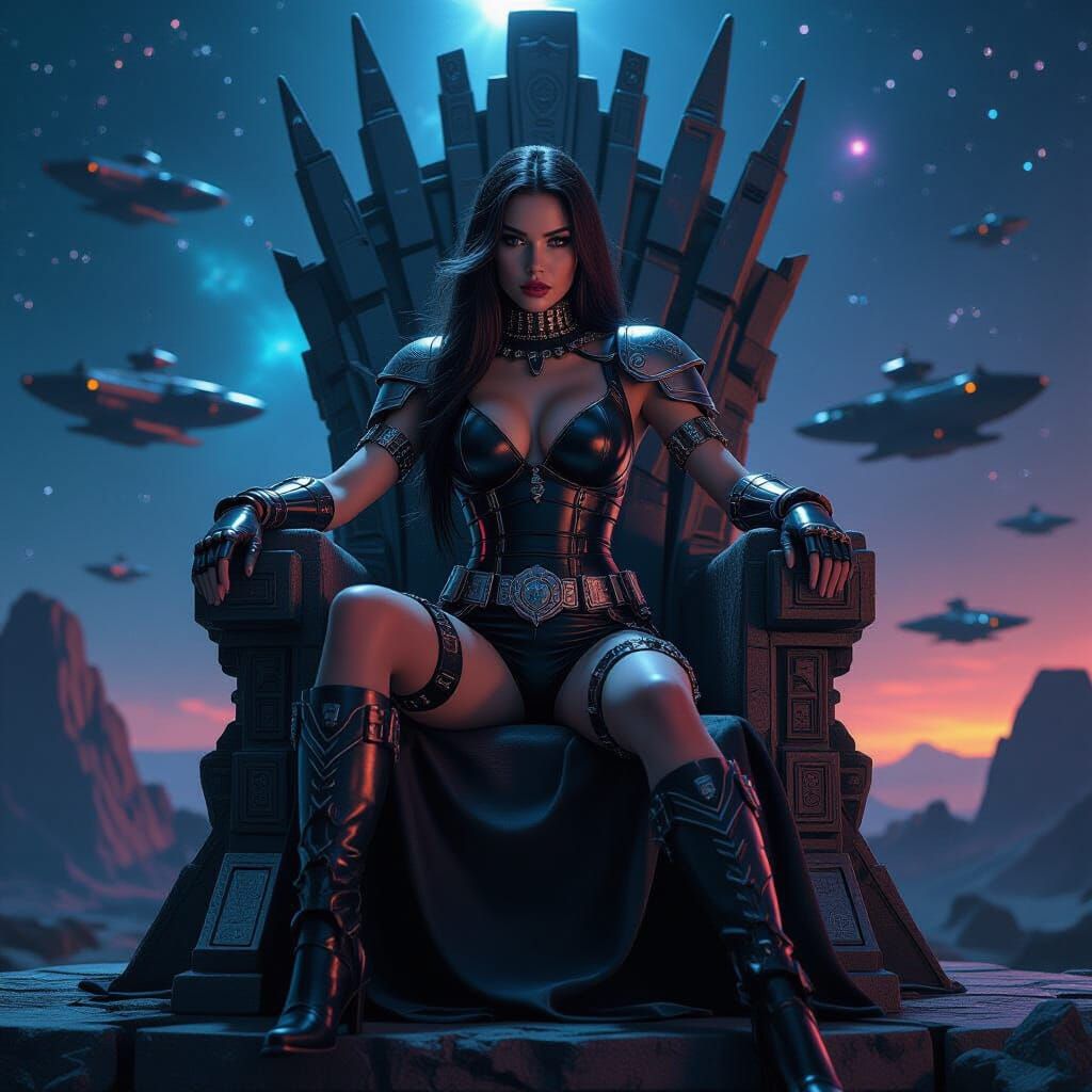Futuristic Space Raider Queen in Sci-Fi Setting