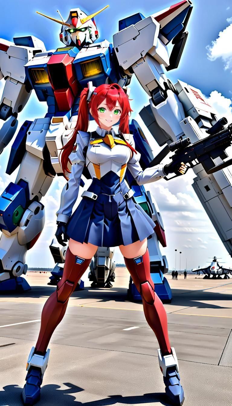 Anime Girl in Gundam Pilot Uniform