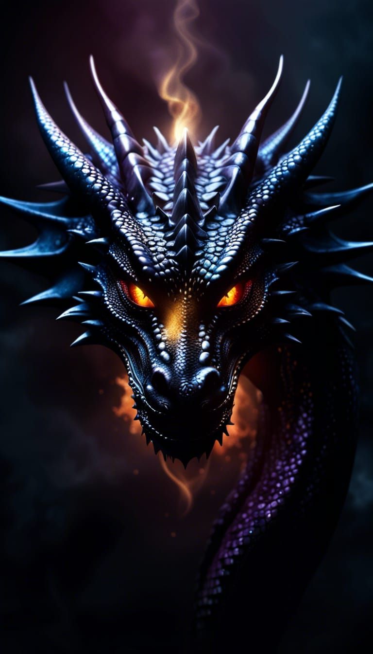 Epic Black Dragon in Dark Fantasy Style