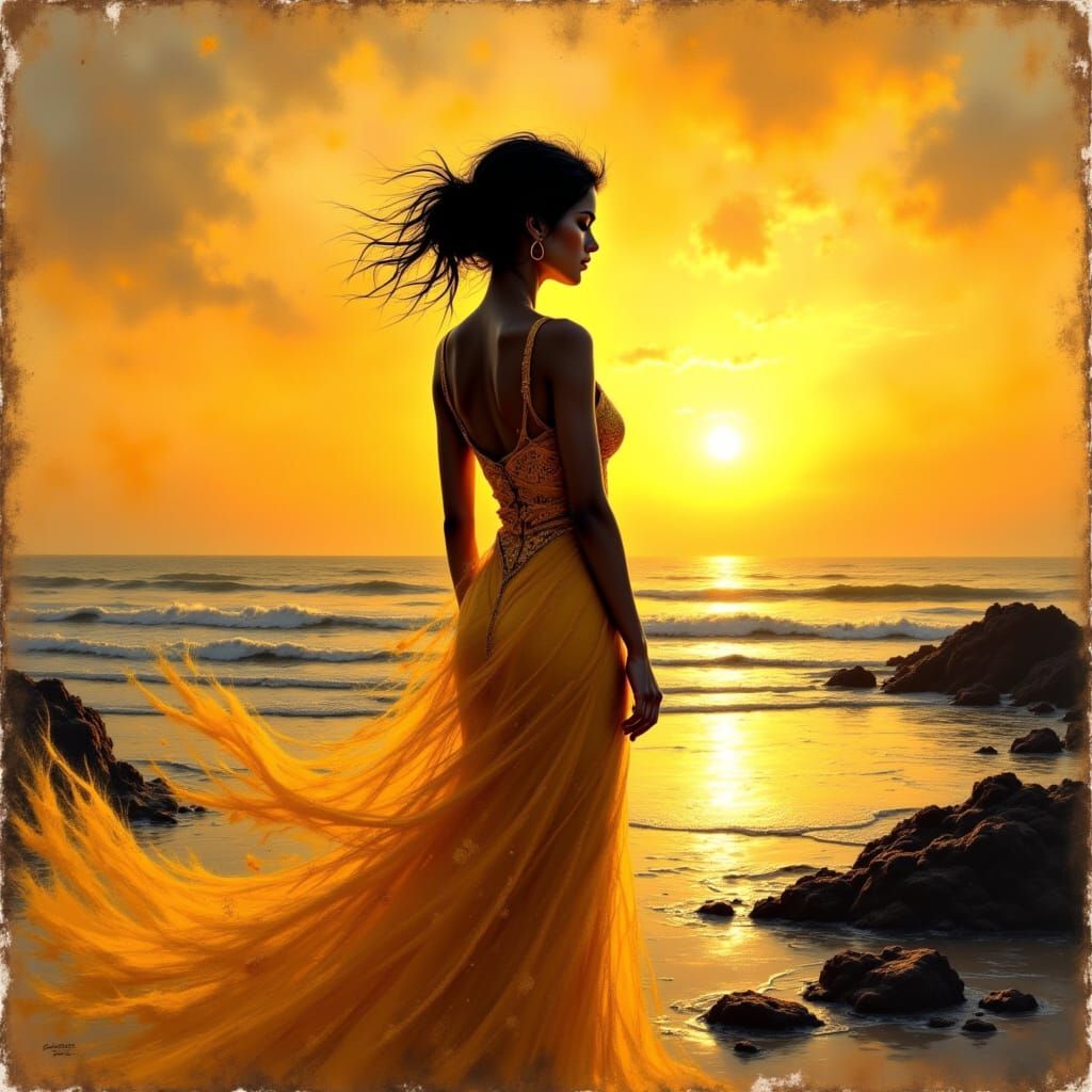 Serene Fatima in Golden Sunset Splendor
