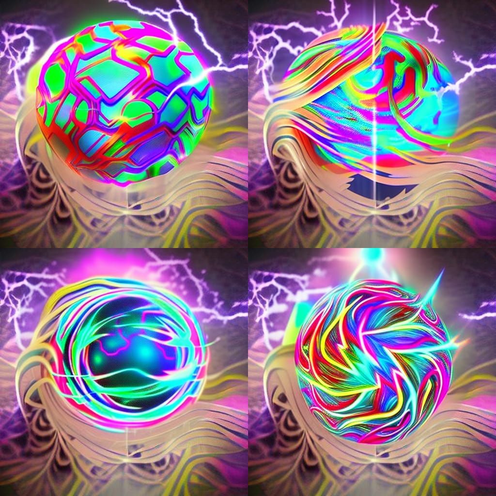 Electric Sphere Unleashing Cosmic Lightning in Cyberpunk Sty...