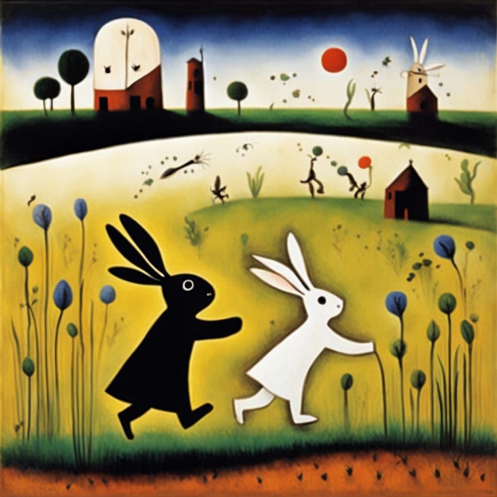 Rabbit Shadows Dance in Steppe as Wind Whispers Run