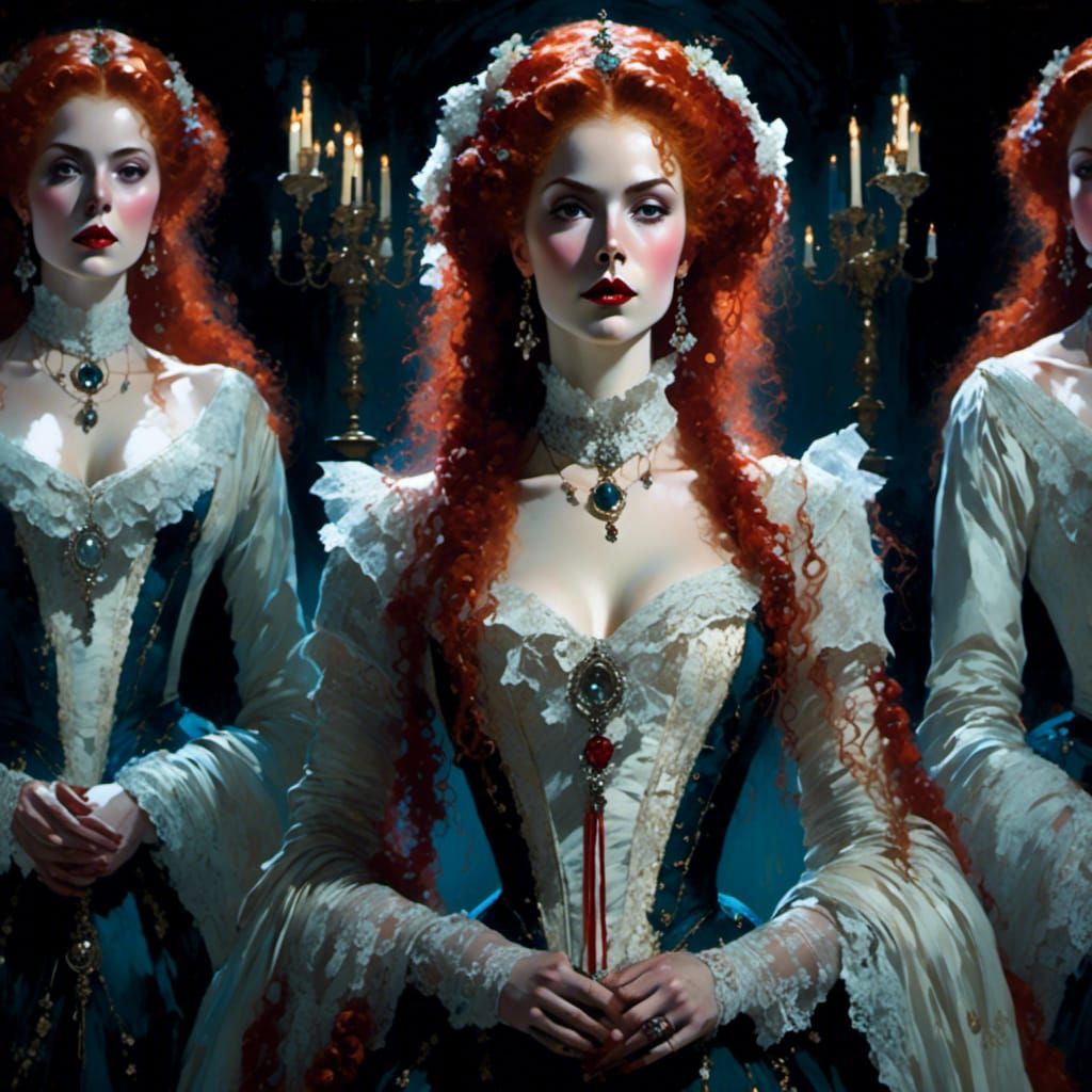 Vampiress Bride: Detailed Matte Painting with Dramatic Light...