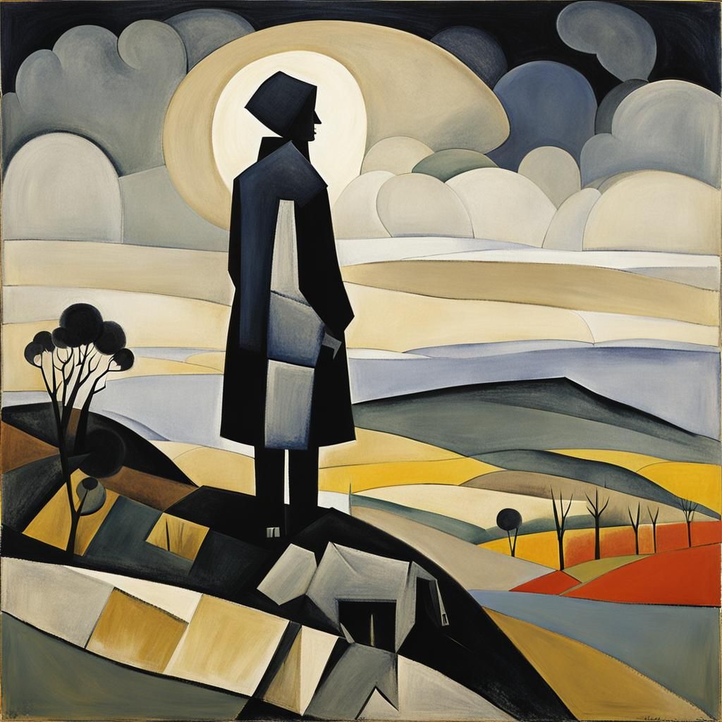 Ethereal Woman in Fog, Expressionist Style