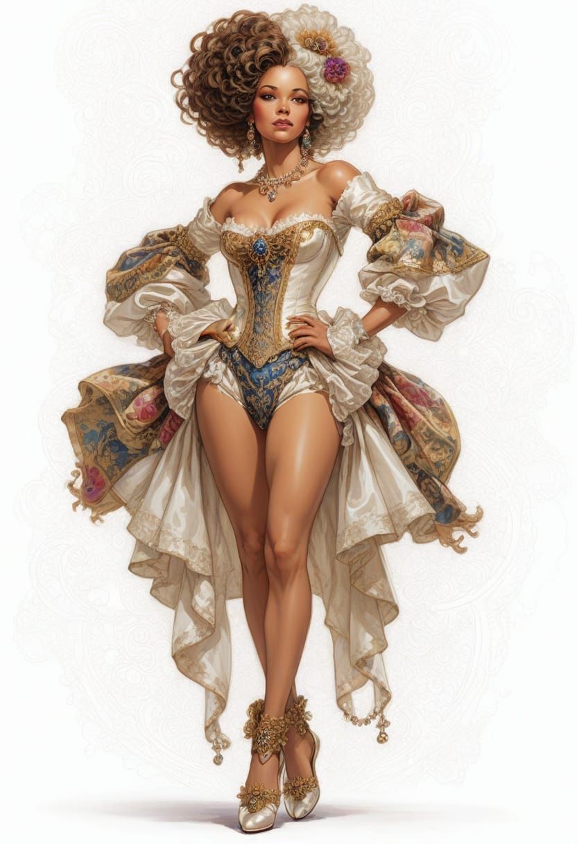 17th Century French Courtier in Detailed Ballroom Attire