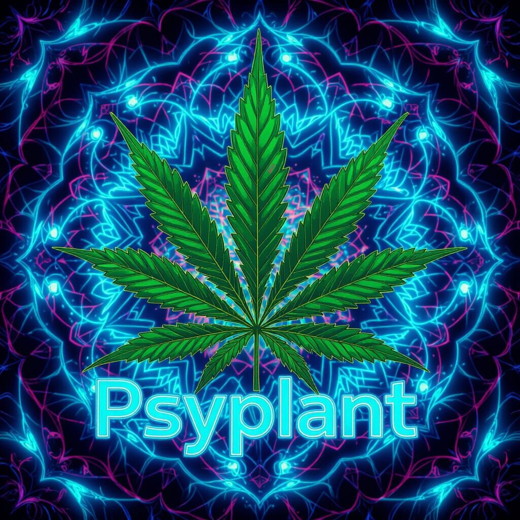 Psychedelic Marijuana Leaf Art: A Vibrant Neon Dreamscape
