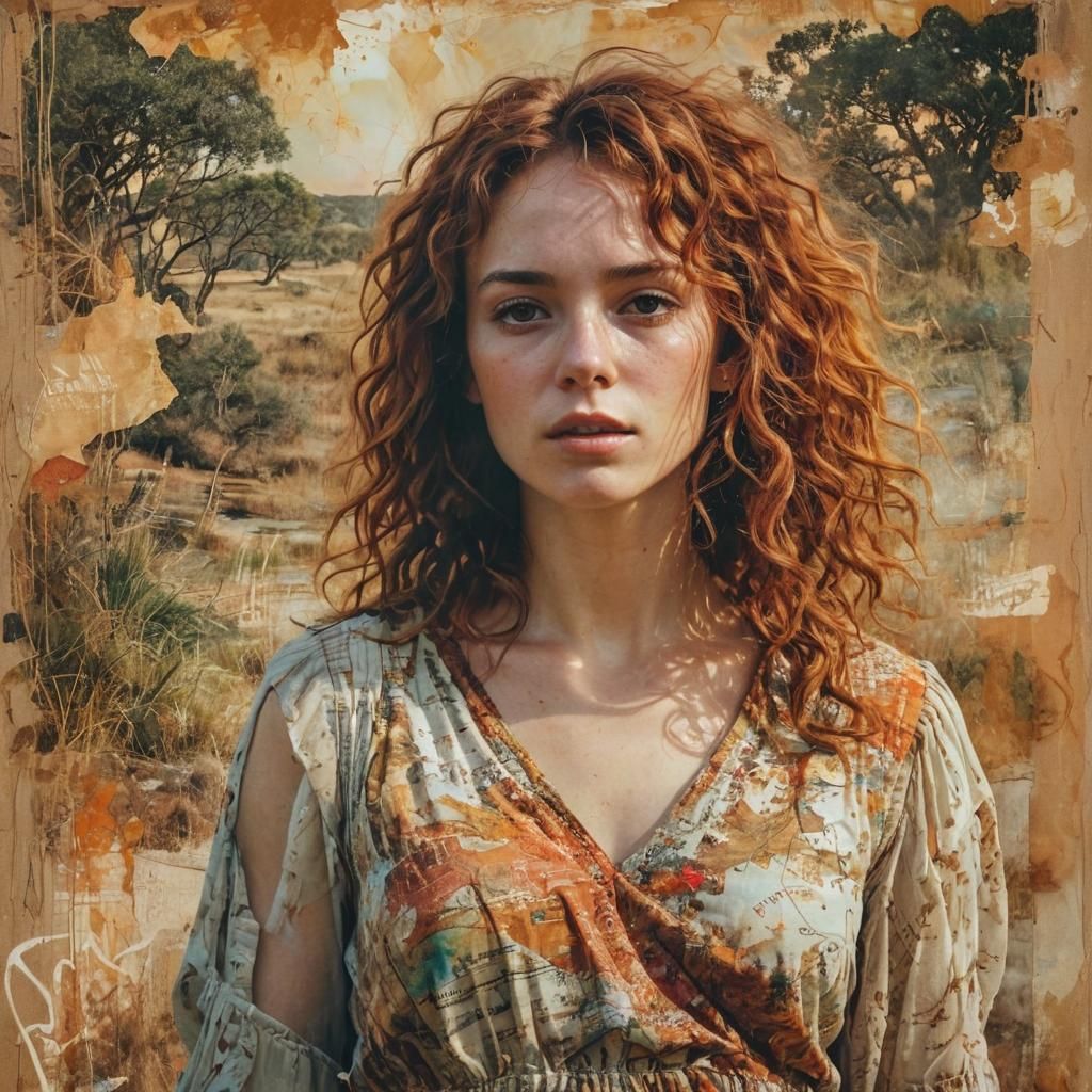 Boho Woman in Savannah: Mixed Media Portrait