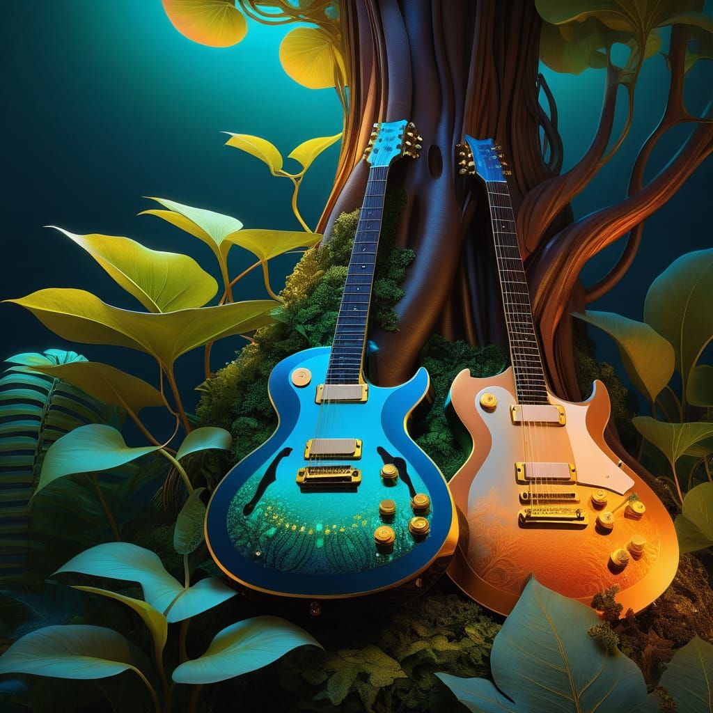 Vibrant Biopunk Guitar Oasis