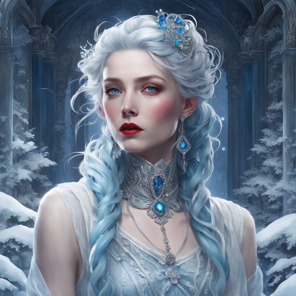 Regal Queen of Ice in a Frozen Landscape