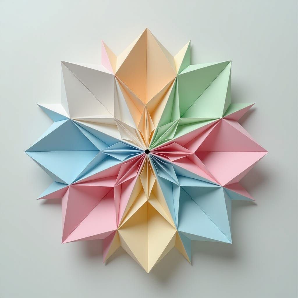 Origami Papercraft in Hyperrealistic Digital Painting Style