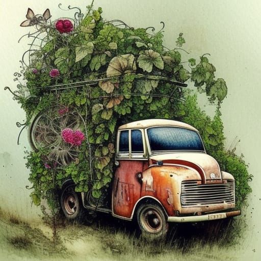 Abandoned vintage delivery truck