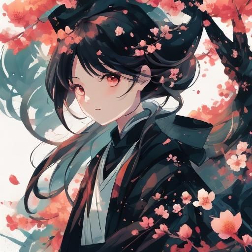 Double Exposure Portrait: Girl, Blossom, Bird, Tree